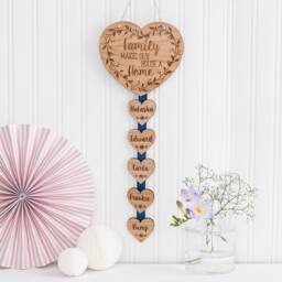 Family Home Sign Gift For Mum, Rustic Name Signs Tree Plaque, Wooden 5Th Anniversary, Personalised Wall Hanging - thumbnail 2