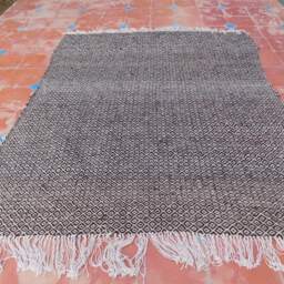 Beni Ourain Moroccan Rug, Handwoven Wool Hanbel, Geometric Diamond Weave - thumbnail 4