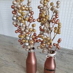 Copper Painted Bottle Vases, Set Of Two, Wedding, Decoration, Modern, Flowers - thumbnail 3