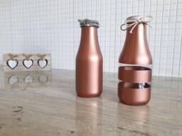 Copper Painted Bottle Vases, Set Of Two, Wedding, Decoration, Modern, Flowers - thumbnail 1