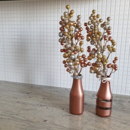 Copper Painted Bottle Vases, Set Of Two, Wedding, Decoration, Modern, Flowers - thumbnail 2