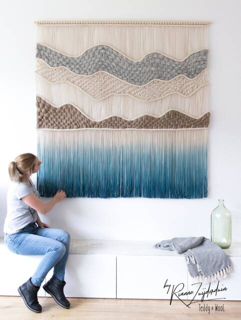 "Xxl Textile Artwork - Large Woven Wall Art Large 70"" X 65"" Tapestry ""High Tops" - image 1