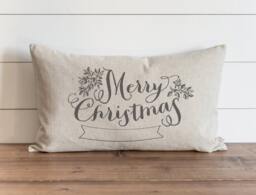 Merry Christmas Banner 16 X 26 Pillow Cover // Holiday Throw Gift For Her Accent - thumbnail 1