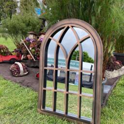 Arched Window Mirror Henley Bronze & Black, Indoor/Outdoor Decor - thumbnail 2