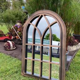 Arched Window Mirror Henley Bronze & Black, Indoor/Outdoor Decor - thumbnail 3