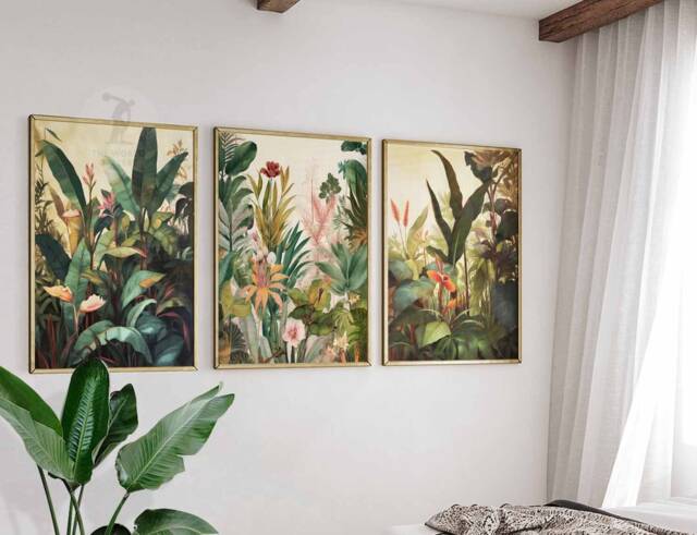 Henri Rousseau Floral Set Of 3 Posters, Boho Wall Print, Botanical Art, Tropical Decor, Jungle Aesthetic, Gift - image 1