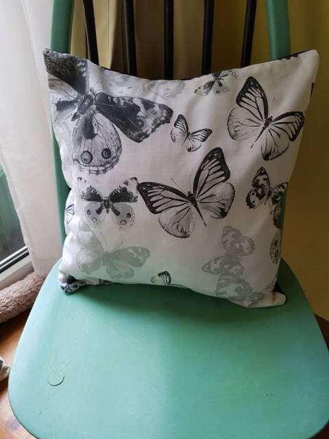 Monochrome Butterfly Cushion, 14 Inch Cotton Home Decor - image 1