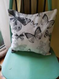 Monochrome Butterfly Cushion, 14 Inch Cotton Home Decor - thumbnail 1