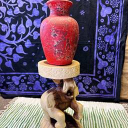 Hand Carved Acacia Elephant Stool - Fair Trade Home Decor - thumbnail 2