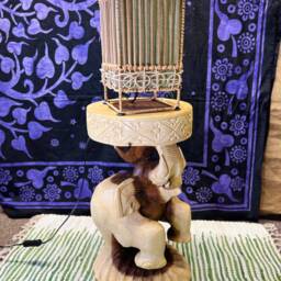 Hand Carved Acacia Elephant Stool - Fair Trade Home Decor - thumbnail 3