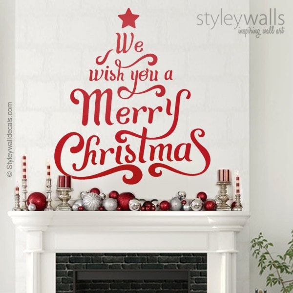We Wish You A Merry Christmas Wall Decal, Holidays Tree Decor Sticker, Decal - image 1