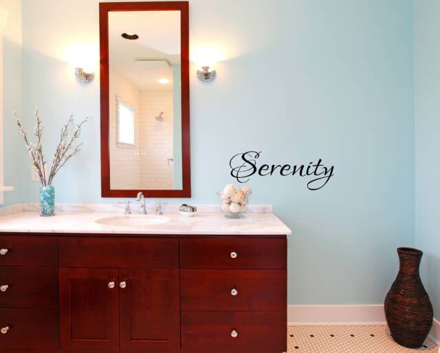 Serenity Vinyl Decal, Bathroom Decor, Wall Words, Decals, Decal Sticker - image 1