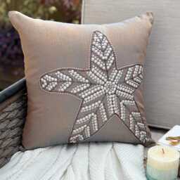"Orange & Purple Art Silk Beaded-Sequins Work Throw Pillow Cover, 16""x16" - thumbnail 1