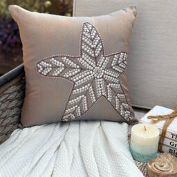 "Orange & Purple Art Silk Beaded-Sequins Work Throw Pillow Cover, 16""x16" - thumbnail 2