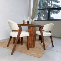 Contemporary Dining Chairs Handrafted in Solid Wood Upholstered Walnut Accent Chair Personalised & Leather Colour Room Furniture