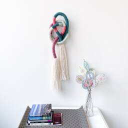 Boho Knot Wall Hanging, Unique Knotted Rope Art, Wrapped Macrame Decor For Home - thumbnail 2