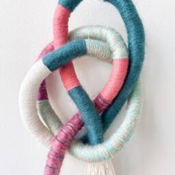 Boho Knot Wall Hanging, Unique Knotted Rope Art, Wrapped Macrame Decor For Home - thumbnail 4