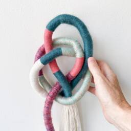 Boho Knot Wall Hanging, Unique Knotted Rope Art, Wrapped Macrame Decor For Home - thumbnail 3