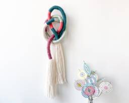 Boho Knot Wall Hanging, Unique Knotted Rope Art, Wrapped Macrame Decor For Home - thumbnail 1
