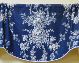 Country House Indigo Blue By Wavery French Window Valance Lined Corded Scalloped Cotton Made To Order Custom Available - thumbnail 1