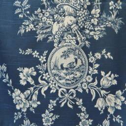 Country House Indigo Blue By Wavery French Window Valance Lined Corded Scalloped Cotton Made To Order Custom Available - thumbnail 2