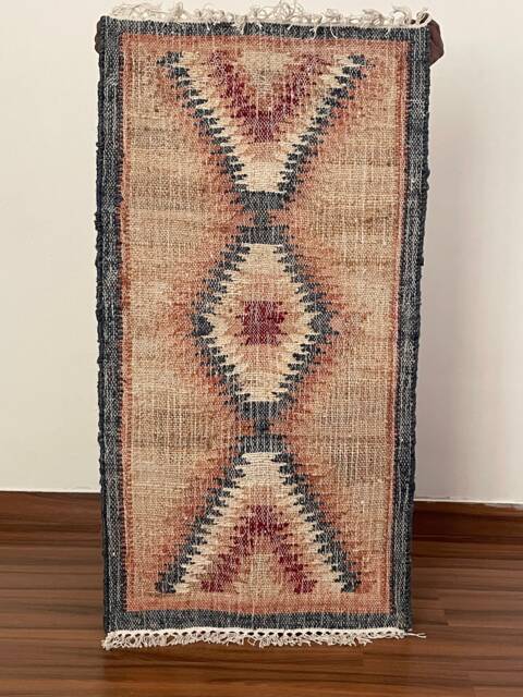 Handmade Hemp Kilim Rug - 2x4 Ft, Traditional Indian Design - image 1
