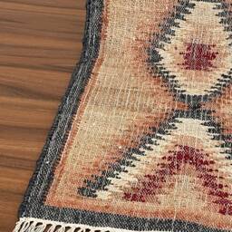 Handmade Hemp Kilim Rug - 2x4 Ft, Traditional Indian Design - thumbnail 2