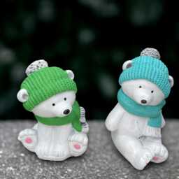 Unique Pair Teddy Sculpture Concrete Couple Bear Figurine Cement Animal Decoration Handmade Ornament Front Door Statue Garden Art - thumbnail 1