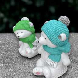 Unique Pair Teddy Sculpture Concrete Couple Bear Figurine Cement Animal Decoration Handmade Ornament Front Door Statue Garden Art - thumbnail 2