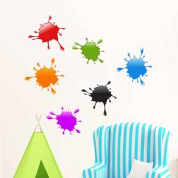 Watercolor Paint Splash Wall Decals, Art Room Decor, Set Of 6 - thumbnail 1