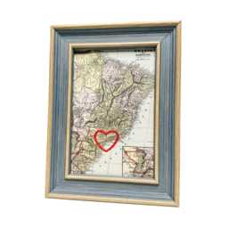 Brazil Heart Map - Custom Gift Anniversary For Him Framed Wedding Vintage Print Of W Hand-Embroidered - thumbnail 2