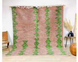 Beige & Green Moroccan Rug, Shag Berber Rug, Large Area Beni Ourain Rug - thumbnail 1