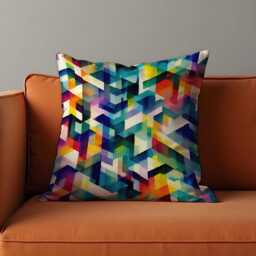 Colorful Geometric Cushion Cover, Abstract Prism Pattern Throw Pillow Bold Modern Sofa Accent Decor - thumbnail 2
