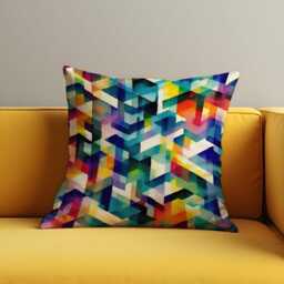 Colorful Geometric Cushion Cover, Abstract Prism Pattern Throw Pillow Bold Modern Sofa Accent Decor - thumbnail 3