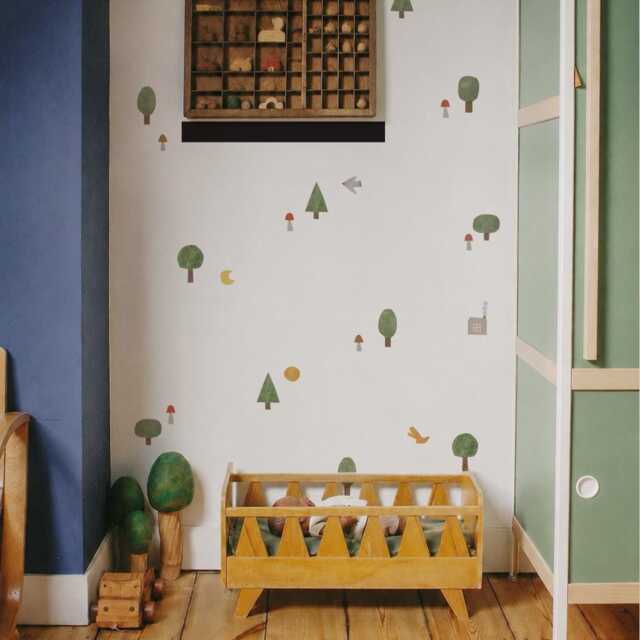 Paper Cut Forest Trees Fabric Wall Stickers. Removable & Reusable - image 1