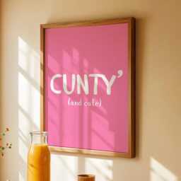 Cunty & Cute Quote Pink Poster, Funny Wall Print, Swear Girly Cool Trendy Art Quirky - thumbnail 3