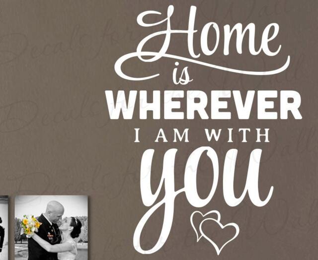 Home Is Wherever I Am With You - Love Wife Husband Marriage Wedding Ring Forever Bedroom Edward Sharpe Wall Decal Quote Vinyl Letteri T85 - image 1