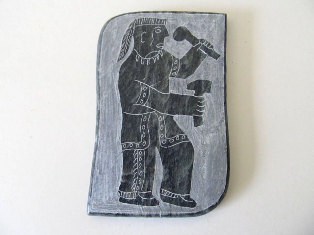 "Authentic Native Art Carved Stone ""Warrior" - image 1