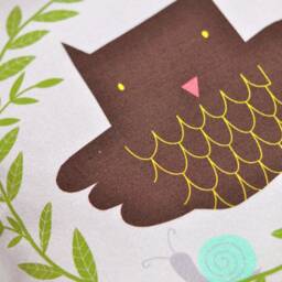 Decorative Throw Pillow For Kids Room With Owl in Brown, By Pinknounou - thumbnail 2