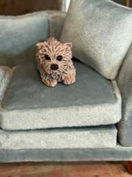 Cairn Terrier Dog, Dollhouse 112 Scale, Fairy Garden Dog, Polymer Clay Sculpture - thumbnail 1