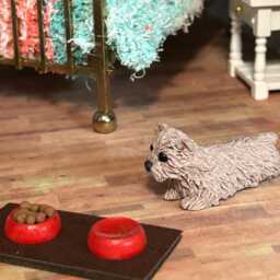 Cairn Terrier Dog, Dollhouse 112 Scale, Fairy Garden Dog, Polymer Clay Sculpture - thumbnail 4