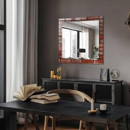 Red Brick Wall Mirror, Rectangular Mirror With Frame, Printed Decorative Living Room - thumbnail 3