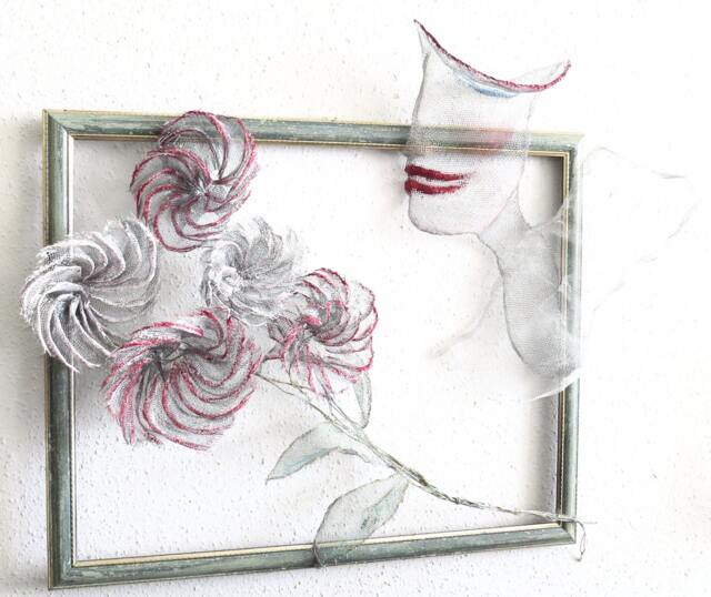 Woman With Flowers/Just For You Framed Metal /3D Wall Art Ooak - image 1