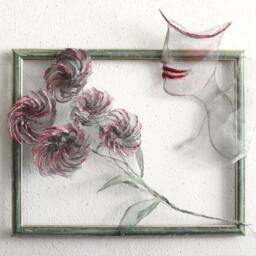 Woman With Flowers/Just For You Framed Metal /3D Wall Art Ooak - thumbnail 3
