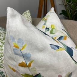 Wildflower Spring Pillow Cover, Green & Blue Floral Cushion John Lewis Fabric - thumbnail 3