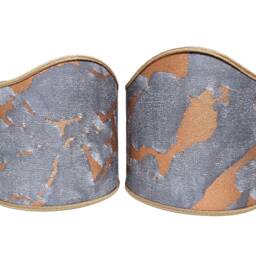 Pair Of Wall Sconce Clip-On Shield Shades Fortuny Fabric Marmo Pattern in Black, Grey & Copper Mini Lampshade - Handmade Italy - thumbnail 2