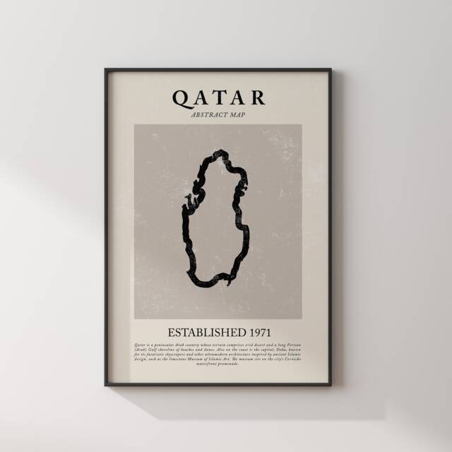 Qatar Map Vintage Abstract Wall Art Print Picasso + Matisse Inspired Travel Poster - image 1