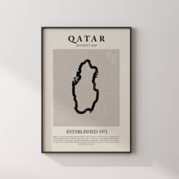 Qatar Map Vintage Abstract Wall Art Print Picasso + Matisse Inspired Travel Poster - thumbnail 1