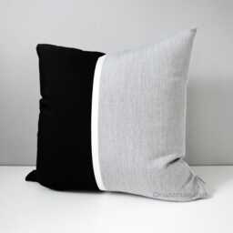 Black & Granite Gray Sunbrella?? Outdoor Pillow Cover in Modern Color Block, Accent Pillows For Pool/Patio, Sunbrella Cushions By Mazizmuse