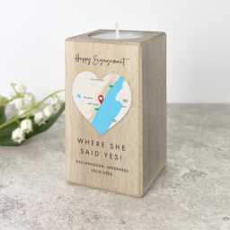 Personalised Heart Map Tea Light Holder - Valentine's Day, Engagement Gift - thumbnail 1